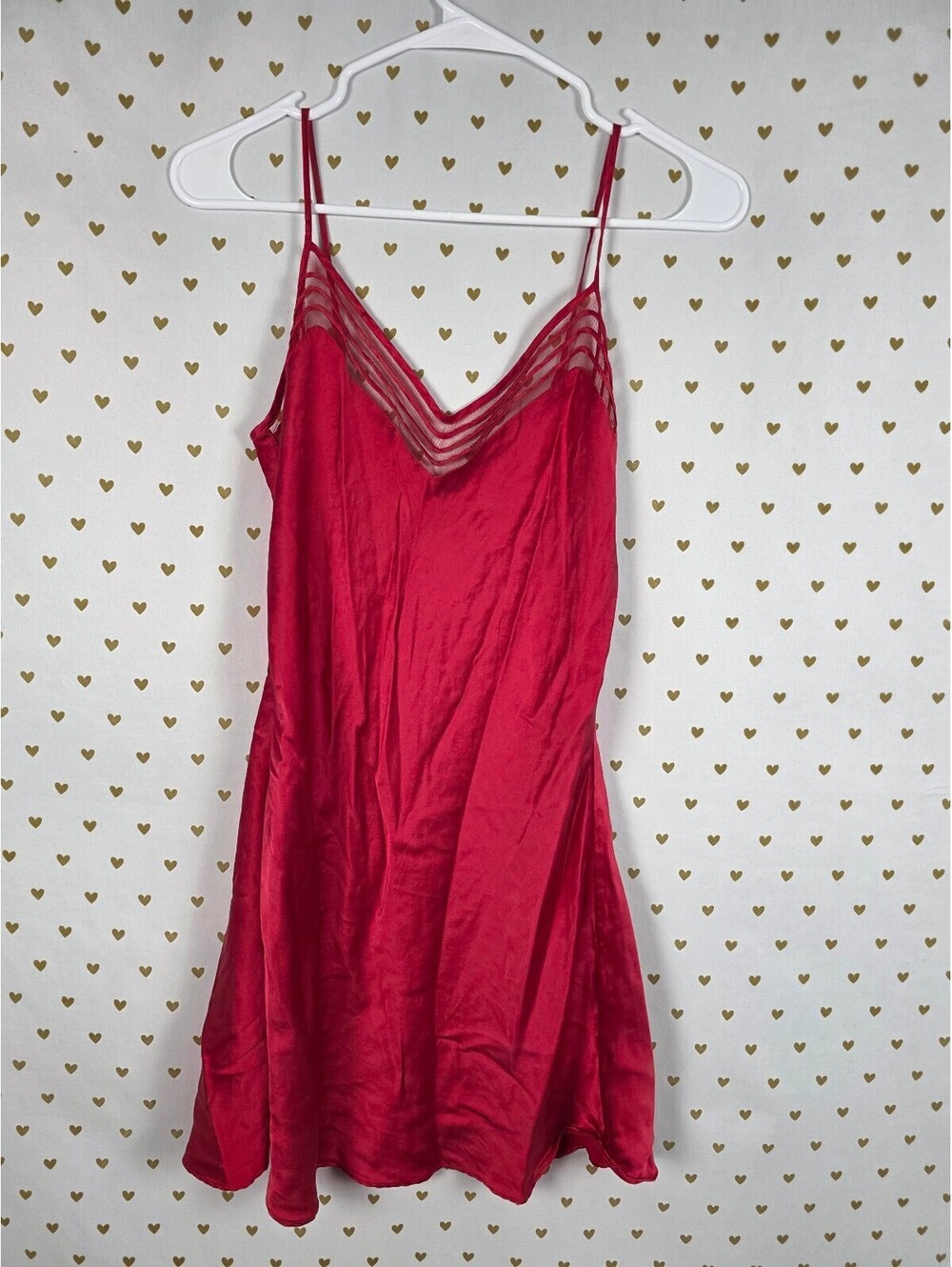 Victorias Secret Medium 100% Silk Red Nightie Slip Dress Lingerie